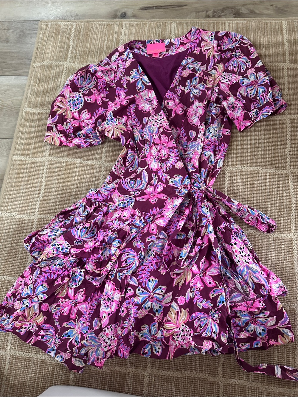 Lilly Pulitzer Pink and Magenta Floral Wrap Dress